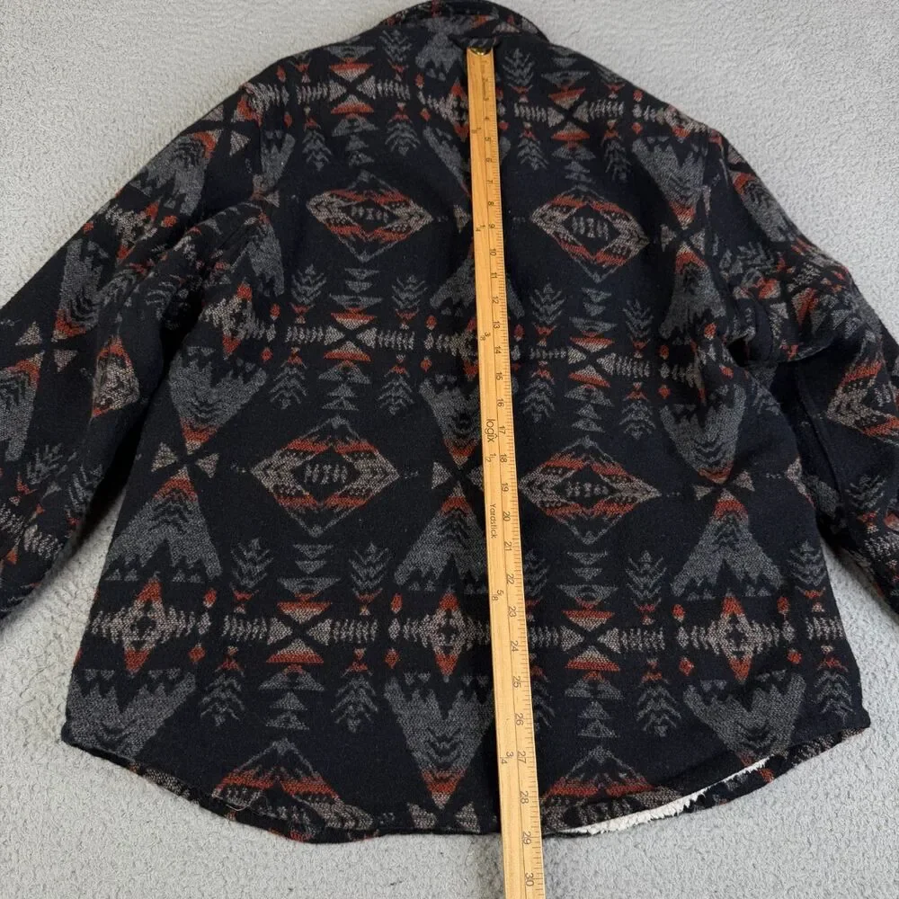 JACHS NEW YORK Jacket Mens M Wool Blend Button Aztec Sherpa Lining Fleece Ranch